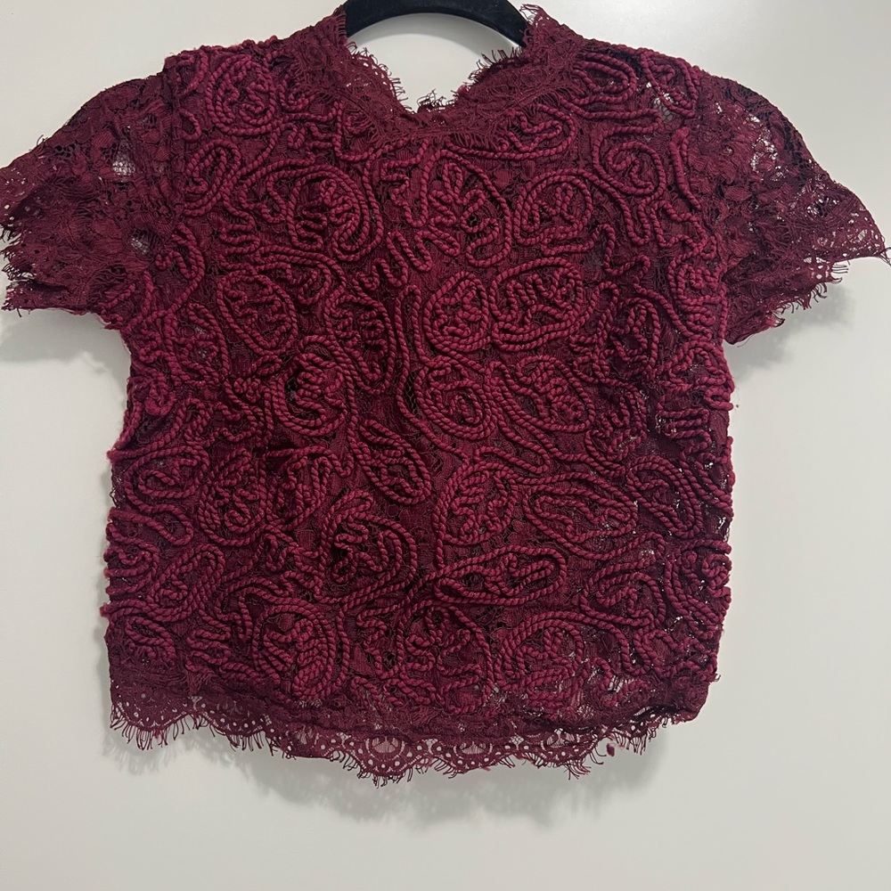 Zara Burgundy Lace Blouse